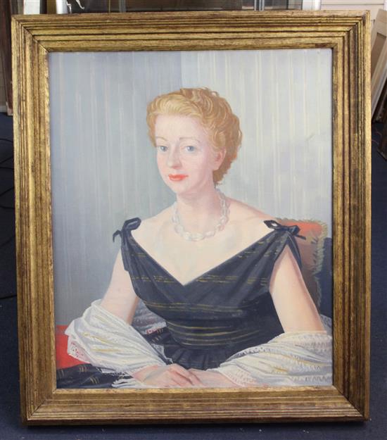 § Walter Thomas Monnington (1902-1976) Portrait of Mrs Jack Ranking 30 x 25in.